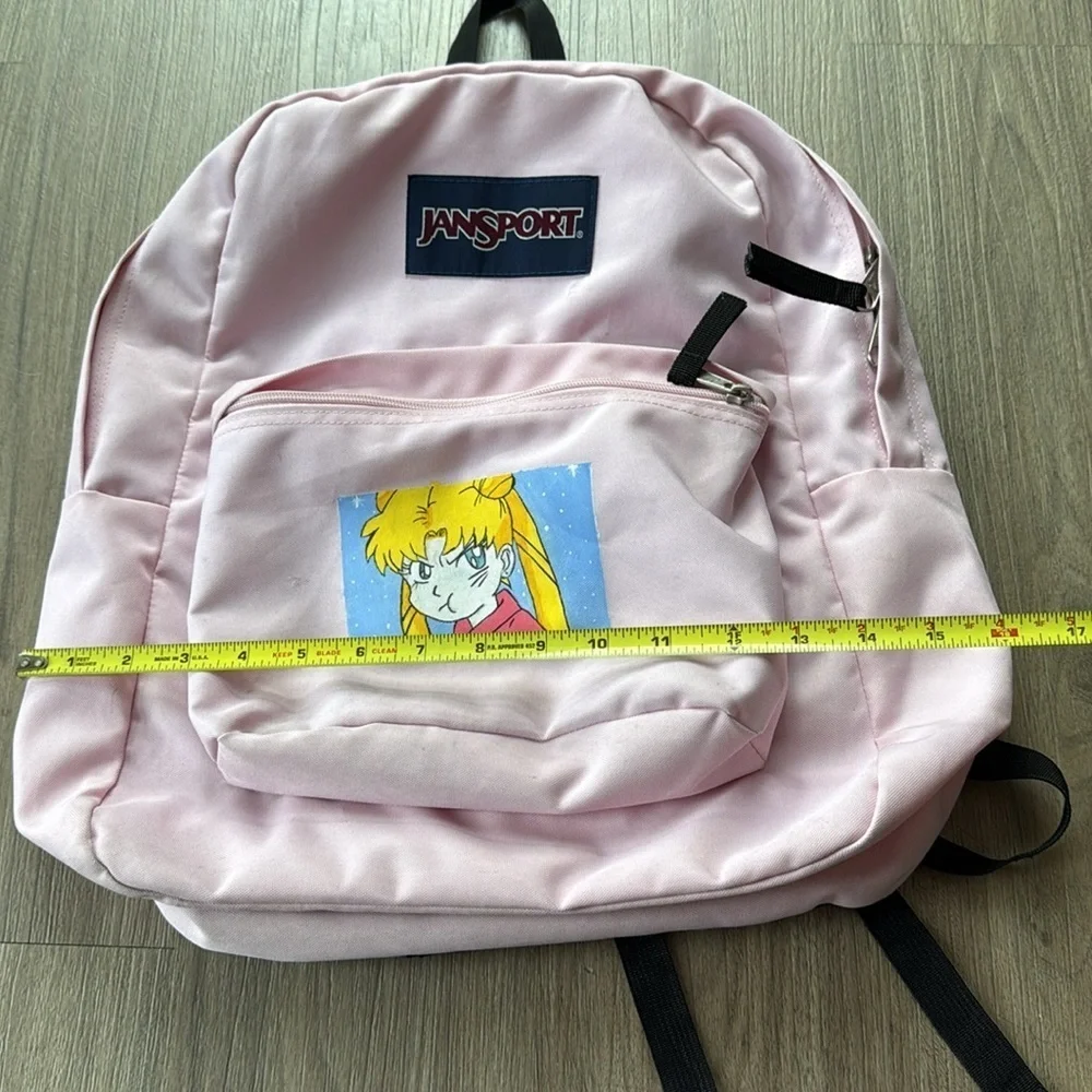 Jansport Light Pink Kids Backpack with Sailor Moon Usagi Tsukino Cartoon Design